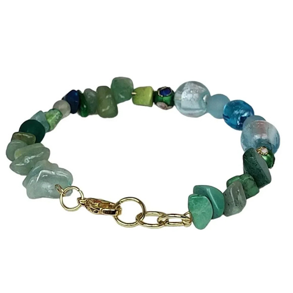 Sea Glass Foil Lined Cloisonne Bracelet - Picture 2 of 3